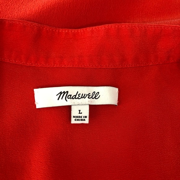 Madewell 100% Silk Shirtdress size L in Red - Picture 8 of 9